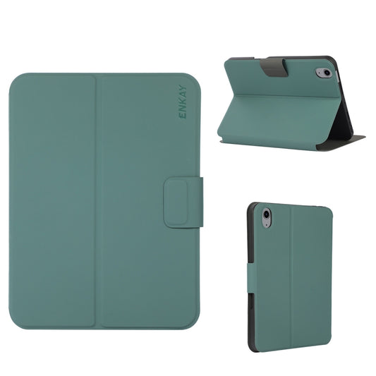 For iPad 10th Gen 10.9 2022 ENKAY TPU Back Cover Smart Leather Tablet Case with Pen Slot & Holder(Dark Green) - iPad 10th Gen 10.9 Cases by ENKAY | Online Shopping UK | buy2fix