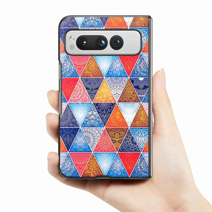 For Google Pixel Fold Colored Drawing Leather Skin Back Cover Phone Case(Rhombus Mandala) - Google Cases by buy2fix | Online Shopping UK | buy2fix