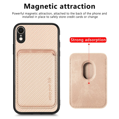 For iPhone  XR Carbon Fiber Leather Card Magsafe Magnetic Phone Case(Khaki) - More iPhone Cases by buy2fix | Online Shopping UK | buy2fix