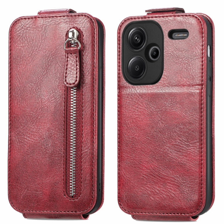 For Xiaomi Redmi Note 13 Pro+ Zipper Wallet Vertical Flip Leather Phone Case(Red) - Note 13 Pro+ Cases by buy2fix | Online Shopping UK | buy2fix