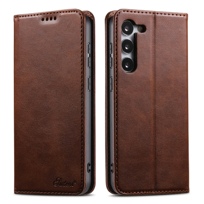 For Samsung Galaxy S24 5G Suteni Calf Texture Horizontal Flip Leather Phone Case(Brown) - Galaxy S24 5G Cases by Suteni | Online Shopping UK | buy2fix