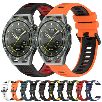 For Huawei Watch GT 2E 22mm Sports Two-Color Silicone Watch Band(Black+Yellow) - Watch Bands by buy2fix | Online Shopping UK | buy2fix