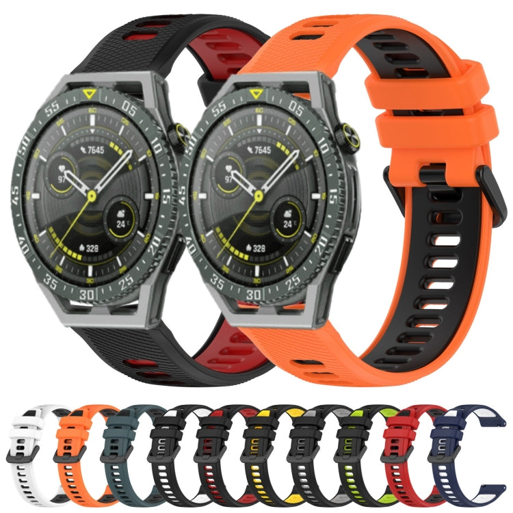 For Huawei Watch GT Runner 22mm Sports Two-Color Silicone Watch Band(White+Black) - Watch Bands by buy2fix | Online Shopping UK | buy2fix