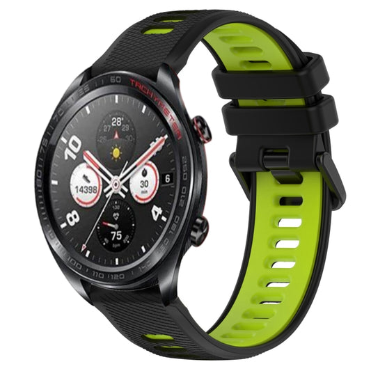 For Honor Watch Dream 22mm Sports Two-Color Silicone Watch Band(Black+Green) - Watch Bands by buy2fix | Online Shopping UK | buy2fix