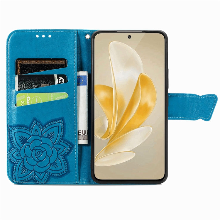 For vivo X100 Pro Butterfly Love Flower Embossed Leather Phone Case(Blue) - X100 Pro Cases by imak | Online Shopping UK | buy2fix