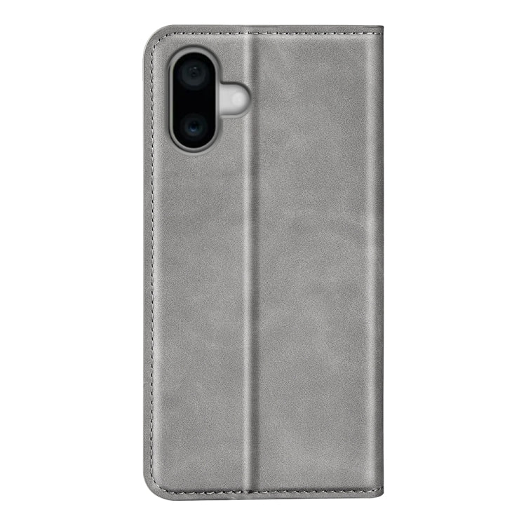 For iPhone 16 Retro-skin  Magnetic Suction Leather Phone Case(Grey) - iPhone 16 Cases by buy2fix | Online Shopping UK | buy2fix