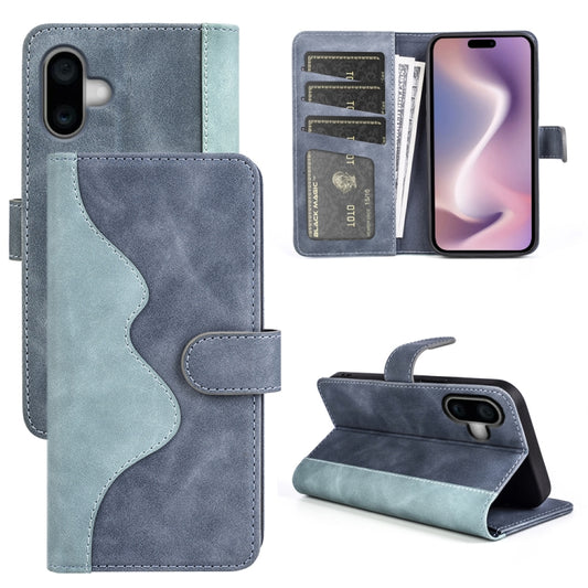 For iPhone 16 Stitching Horizontal Flip Leather Phone Case(Blue) - iPhone 16 Cases by buy2fix | Online Shopping UK | buy2fix