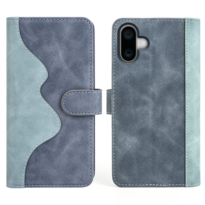 For iPhone 16 Stitching Horizontal Flip Leather Phone Case(Blue) - iPhone 16 Cases by buy2fix | Online Shopping UK | buy2fix