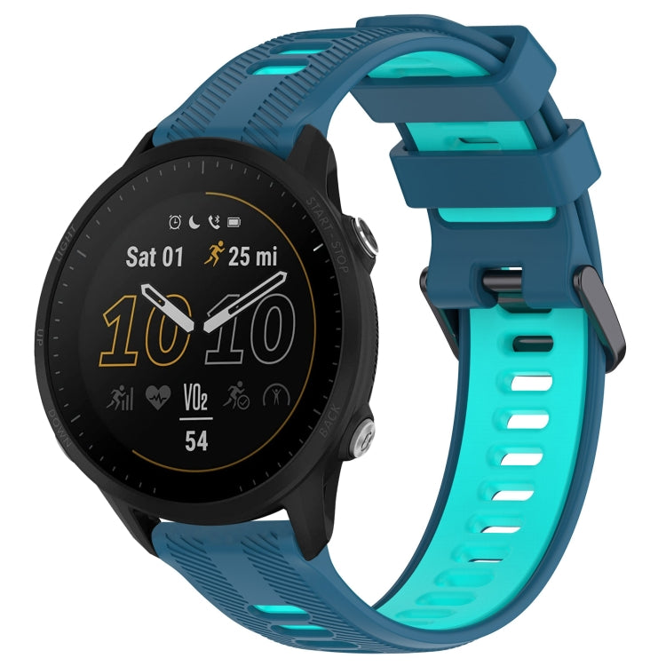 For Garmin Forerunner 955 Sports Two-Color Silicone Watch Band(Blue+Teal) - Watch Bands by buy2fix | Online Shopping UK | buy2fix