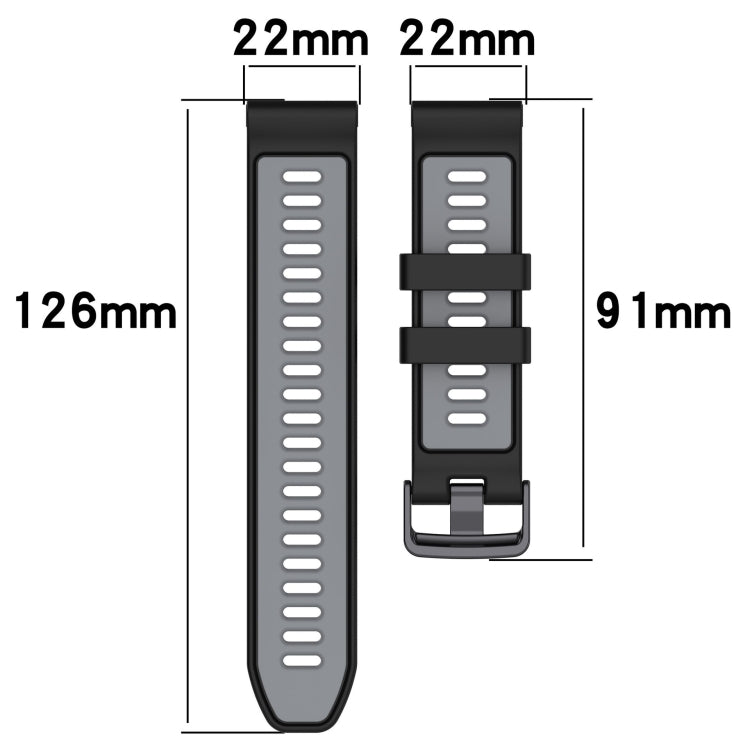 For Garmin Fenix 6 Solar Sports Two-Color Silicone Watch Band(Grey+Yellow) - Watch Bands by buy2fix | Online Shopping UK | buy2fix