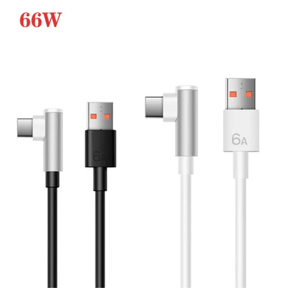 5pcs XJ-92 1m 66W USB to Type-C Elbow Super Fast Charging Data Cable for Huawei and Other Phone(Black) - USB-C & Type-C Cable by buy2fix | Online Shopping UK | buy2fix