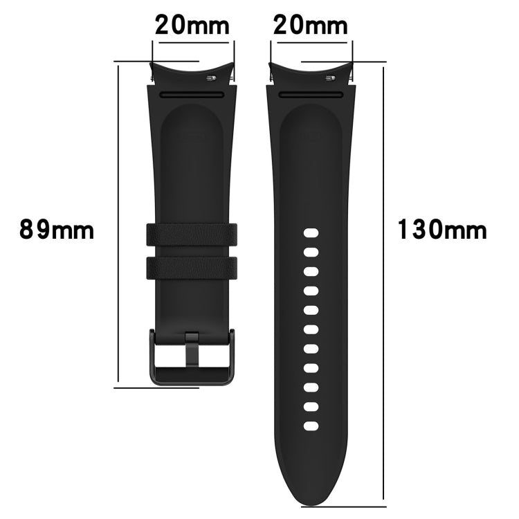 For Samsung Galaxy Watch 6 Silicone Leather Black Buckle Watch Band(Olive Green) - Watch Bands by buy2fix | Online Shopping UK | buy2fix