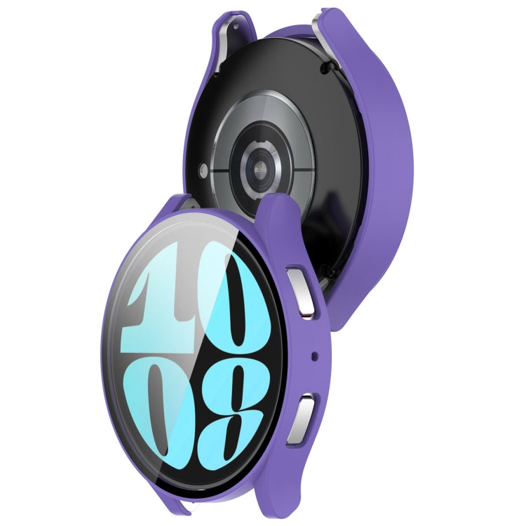 For Samsung Galaxy Watch6 40mm PC + Tempered Film Integrated Watch Protective Case(Purple) - Watch Cases by buy2fix | Online Shopping UK | buy2fix