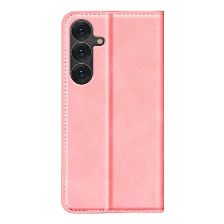 For Samsung Galaxy S25+ 5G Retro-skin Magnetic Suction Leather Phone Case(Pink) - Galaxy S25+ 5G Cases by buy2fix | Online Shopping UK | buy2fix