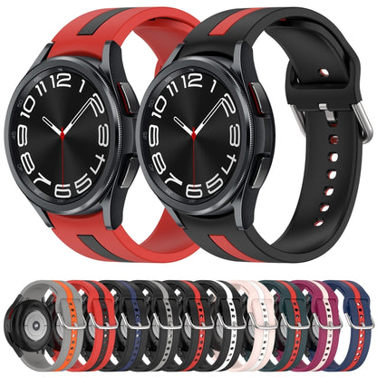 For Samsung  Galaxy Watch 4 Classic 42mm Two-Color Silicone Watch Band(Black+Red) - Watch Bands by buy2fix | Online Shopping UK | buy2fix