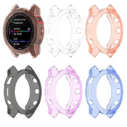 For Garmin Fenix 7S Pro Half-Package TPU Watch Protective Case(Transparent Orange) - Watch Cases by buy2fix | Online Shopping UK | buy2fix