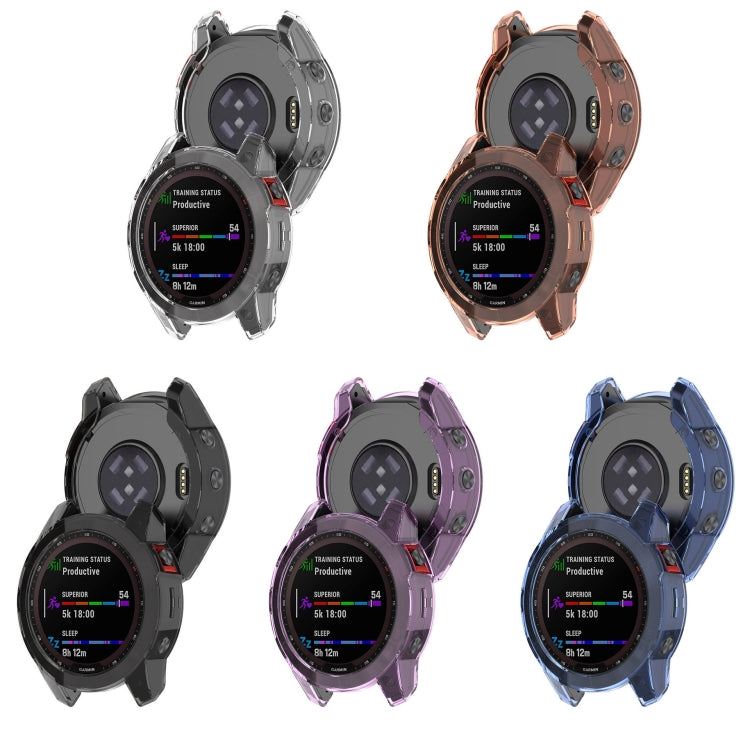 For Garmin Fenix 7S Pro Half-Package TPU Watch Protective Case(Transparent Purple) - Watch Cases by buy2fix | Online Shopping UK | buy2fix