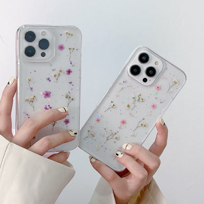 For iPhone 16 Plus Gypsophila Flowers Pattern TPU Protective Phone Case(Purple) - iPhone 16 Plus Cases by buy2fix | Online Shopping UK | buy2fix