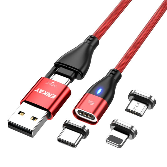 ENKAY 6-in-1 PD60W USB-A / Type-C to Type-C / 8 Pin / Micro USB Magnetic Fast Charging Cable, Cable Length:1m(Red) - Charging Cable & Head by ENKAY | Online Shopping UK | buy2fix