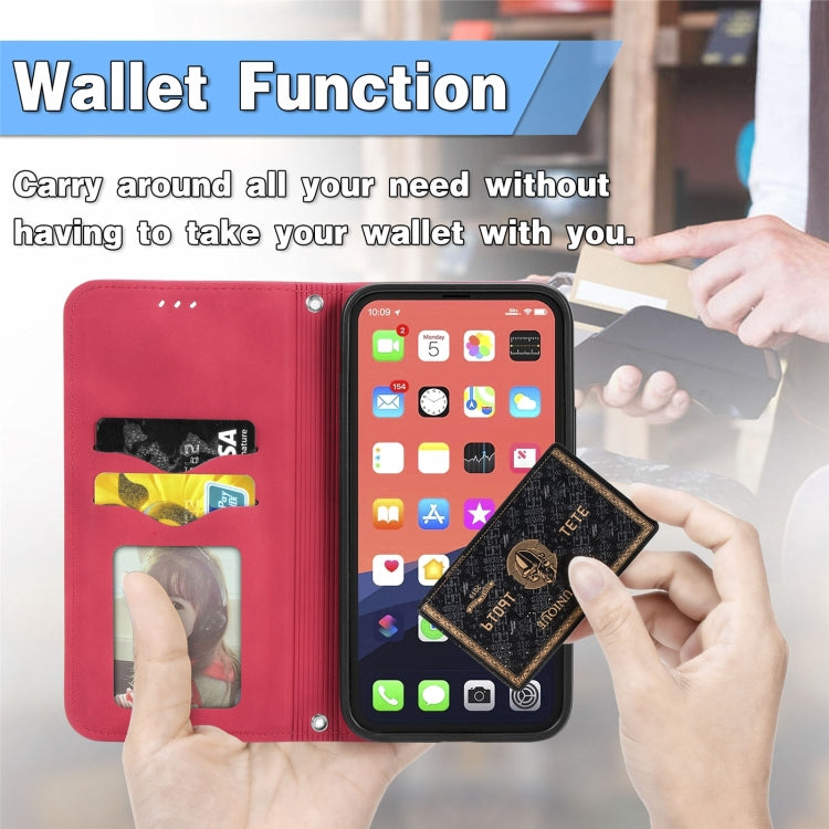 For iPhone 16 Pro Retro Skin Feel Magnetic Flip Leather Phone Case(Red) - iPhone 16 Pro Cases by buy2fix | Online Shopping UK | buy2fix