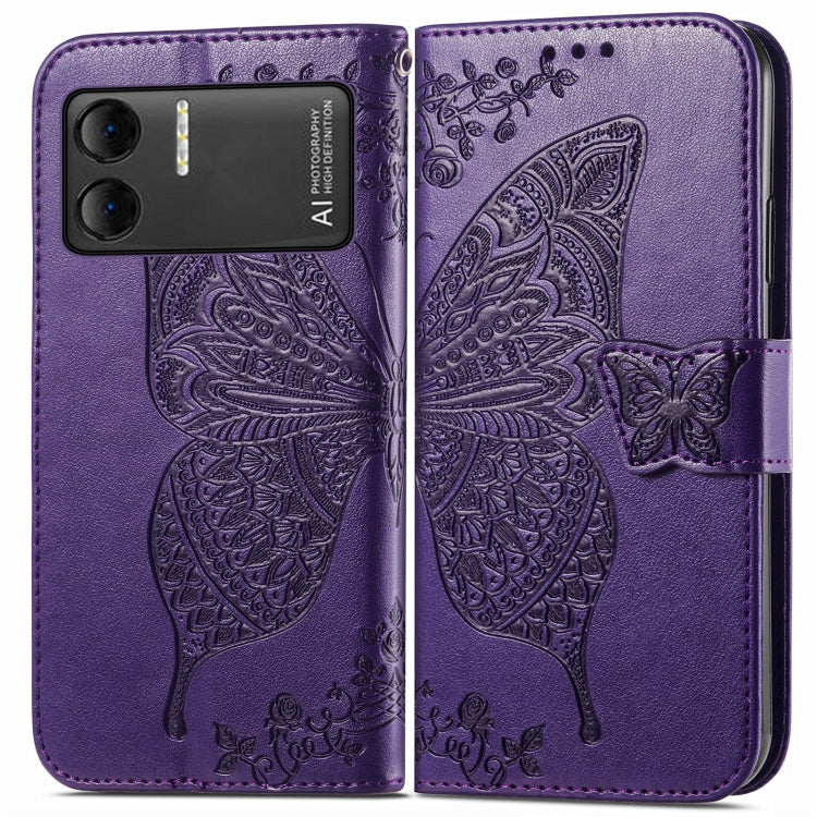 For DOOGEE X98 Pro / X98 Butterfly Love Flower Embossed Leather Phone Case(Dark Purple) - Doogee Cases by buy2fix | Online Shopping UK | buy2fix