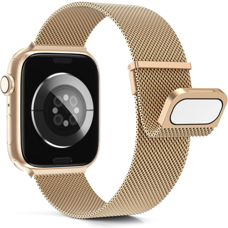 For Apple Watch SE 2022 44mm Milan Double Magnetic Steel Mesh Watch Band(Rose Gold) - Watch Bands by buy2fix | Online Shopping UK | buy2fix