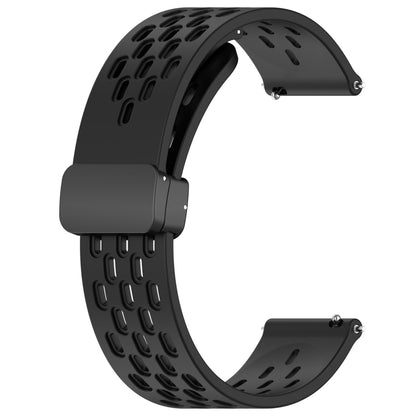 For Amazfit GTS 2E 20mm Folding Magnetic Clasp Silicone Watch Band(Black) - Watch Bands by buy2fix | Online Shopping UK | buy2fix