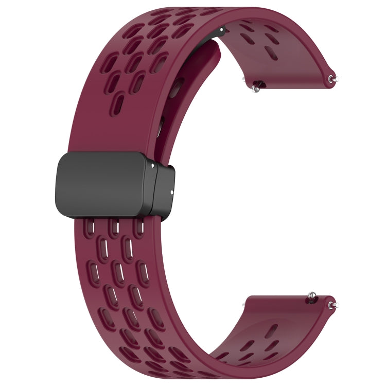 For Amazfit GTS 2E 20mm Folding Magnetic Clasp Silicone Watch Band(Burgundy) - Watch Bands by buy2fix | Online Shopping UK | buy2fix
