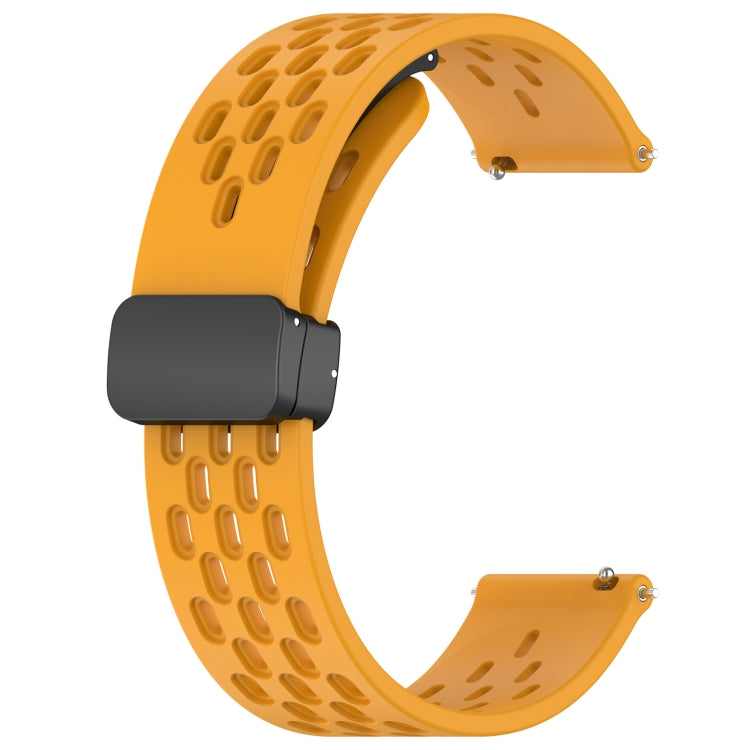 For Amazfit GTS 2 20mm Folding Magnetic Clasp Silicone Watch Band(Yellow) - Watch Bands by buy2fix | Online Shopping UK | buy2fix