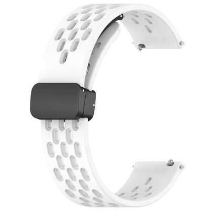 For Amazfit Pop Pro 20mm Folding Magnetic Clasp Silicone Watch Band(White) - Watch Bands by buy2fix | Online Shopping UK | buy2fix