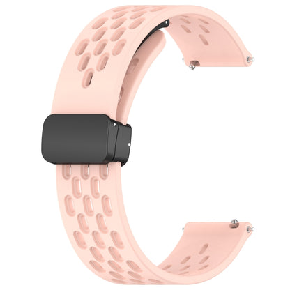 For Amazfit Bip3 20mm Folding Magnetic Clasp Silicone Watch Band(Pink) - Watch Bands by buy2fix | Online Shopping UK | buy2fix