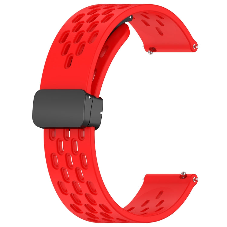 For Amazfit Bip 1S 20mm Folding Magnetic Clasp Silicone Watch Band(Red) - Watch Bands by buy2fix | Online Shopping UK | buy2fix