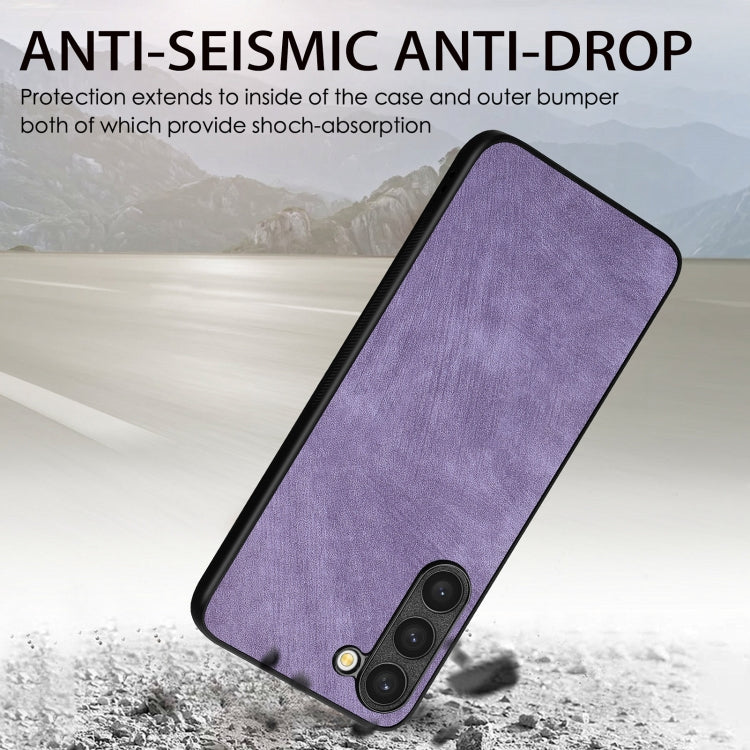 For Samsung Galaxy S25 5G Vintage Leather PC Back Cover Phone Case(Purple) - Galaxy S25 5G Cases by buy2fix | Online Shopping UK | buy2fix