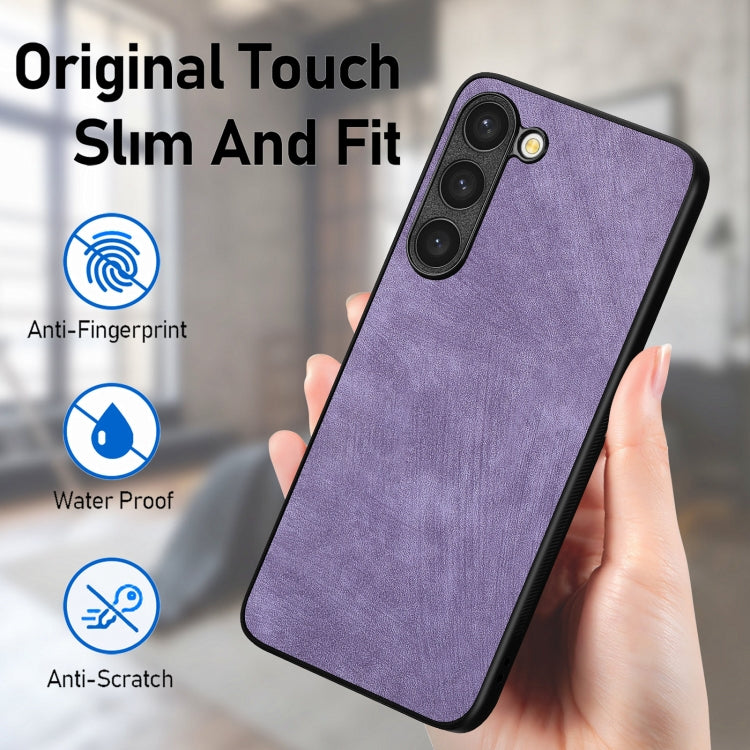 For Samsung Galaxy S25 5G Vintage Leather PC Back Cover Phone Case(Purple) - Galaxy S25 5G Cases by buy2fix | Online Shopping UK | buy2fix