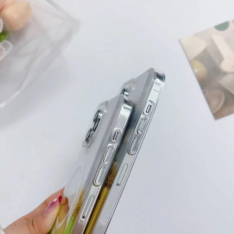 For iPhone 15 Plus MagSafe Gilding Hybrid Clear TPU Phone Case(Green) - iPhone 15 Plus Cases by buy2fix | Online Shopping UK | buy2fix