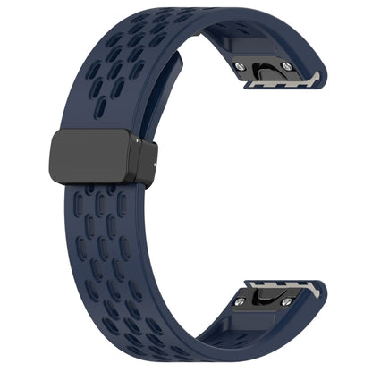 For Garmin Descent Mk3i 43mm 20mm Folding Buckle Hole Silicone Watch Band(Midnight Blue) - Watch Bands by buy2fix | Online Shopping UK | buy2fix