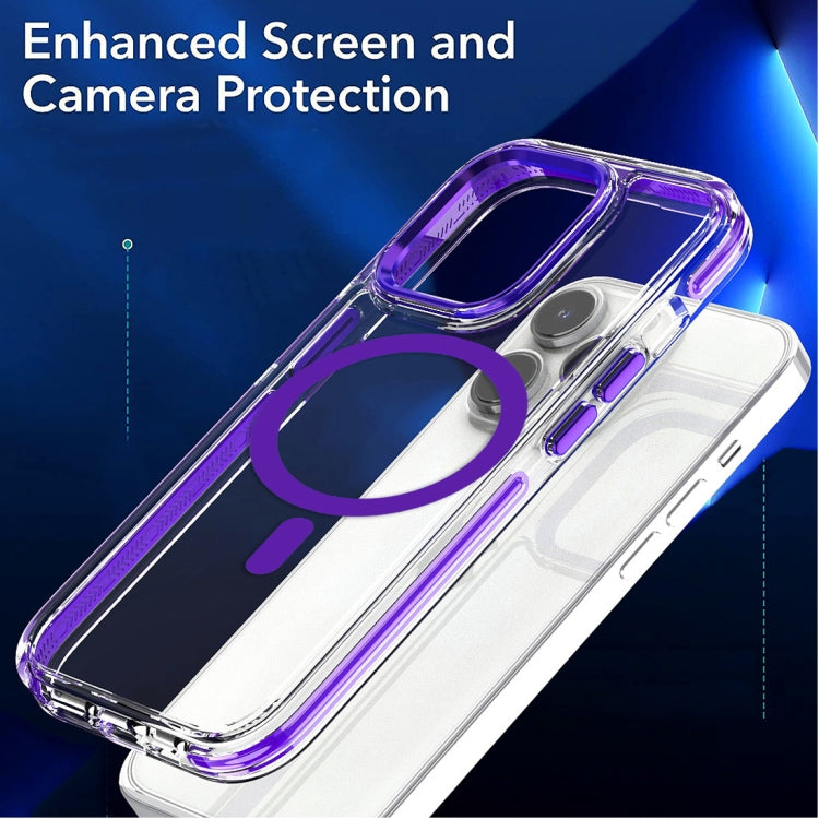 For iPhone 15 Dual-color MagSafe TPU Hybrid Clear PC Shockproof Phone Case(Orange) - iPhone 15 Cases by buy2fix | Online Shopping UK | buy2fix
