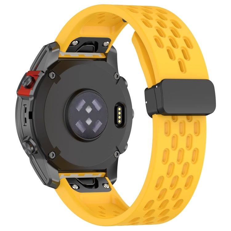 For Garmin Fenix 3 / 3 HR / 3 Sapphire Quick Release Holes Magnetic Buckle Silicone Watch Band(Yellow) - Watch Bands by buy2fix | Online Shopping UK | buy2fix