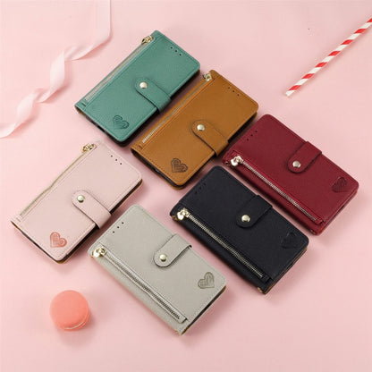 For Xiaomi 13 Lite Love Zipper Lanyard Leather Phone Case(Pink) - 13 Lite Cases by buy2fix | Online Shopping UK | buy2fix