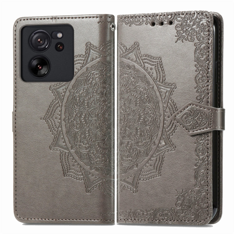 For Xiaomi Redmi K60 Ultra Mandala Flower Embossed Leather Phone Case(Grey) - Redmi K60 Ultra Cases by buy2fix | Online Shopping UK | buy2fix