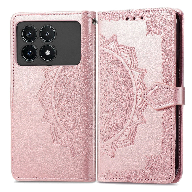 For Xiaomi Redmi K70 Pro Mandala Flower Embossed Leather Phone Case(Rose Gold) - K70 Pro Cases by buy2fix | Online Shopping UK | buy2fix