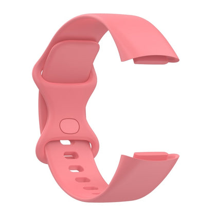 For Fitbit Charge 6 Solid Color Butterfly Buckle Silicone Watch Band, Size:L Size(Pink) - Watch Bands by buy2fix | Online Shopping UK | buy2fix
