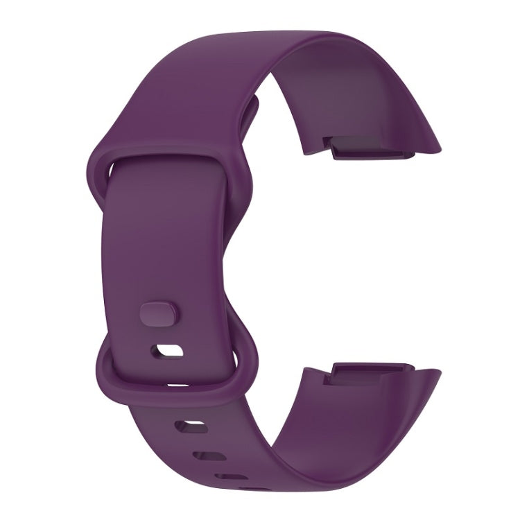 For Fitbit Charge 6 Solid Color Butterfly Buckle Silicone Watch Band, Size:S Size(Dark Purple) - Watch Bands by buy2fix | Online Shopping UK | buy2fix