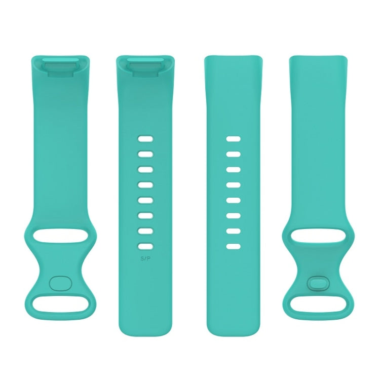 For Fitbit Charge 6 Solid Color Butterfly Buckle Silicone Watch Band, Size:S Size(Teal Green) - Watch Bands by buy2fix | Online Shopping UK | buy2fix