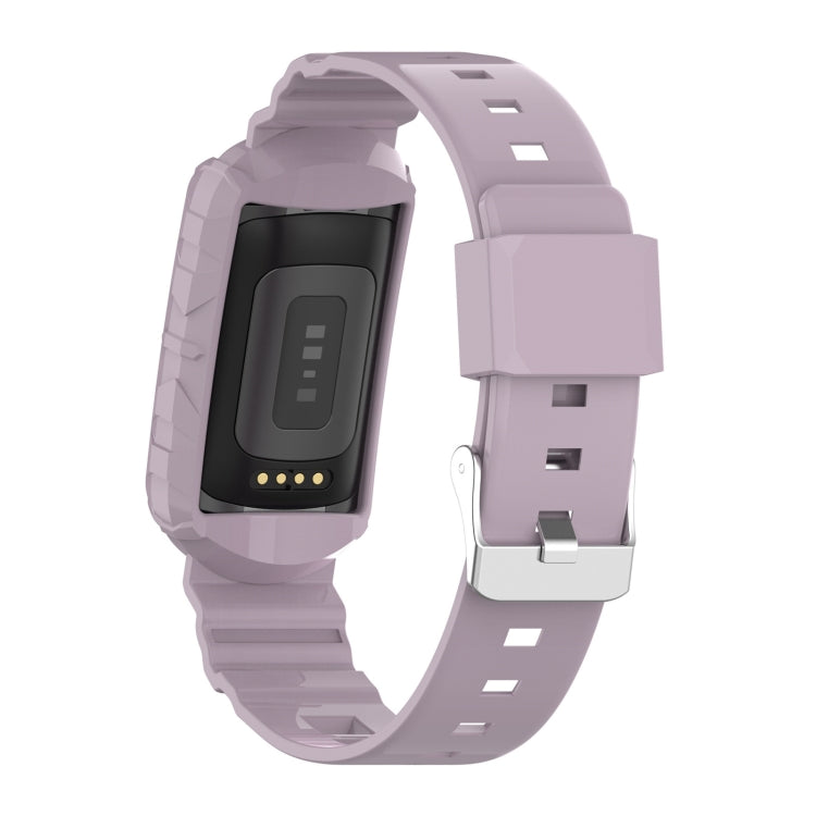 For Fitbit Charge 6 / 5 / 4 / 3 Armor Integrated TPU Watch Band(Light Purple) - Watch Bands by buy2fix | Online Shopping UK | buy2fix