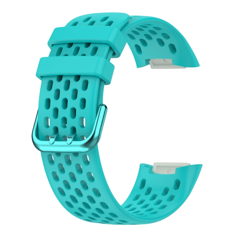 For Fitbit Charge 6 Solid Color Breathable Sports Silicone Watch Band(Teal Green) - Watch Bands by buy2fix | Online Shopping UK | buy2fix