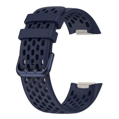 For Fitbit Charge 5 Solid Color Breathable Sports Silicone Watch Band(Dark Blue) - Watch Bands by buy2fix | Online Shopping UK | buy2fix