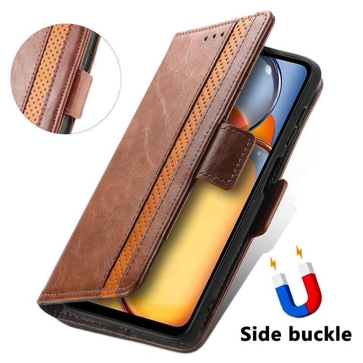 For Xiaomi Redmi 13C CaseNeo Splicing Dual Magnetic Buckle Leather Phone Case(Brown) - 13C Cases by buy2fix | Online Shopping UK | buy2fix