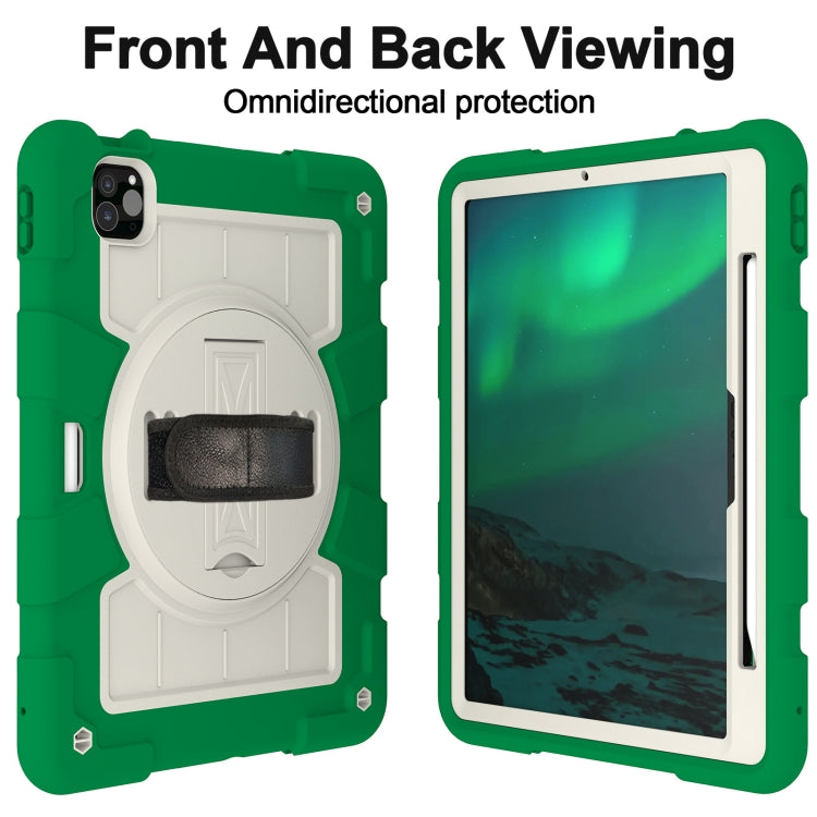 For iPad Pro 11 2024 Silicone Hybrid PC Shockproof Tablet Case with Shoulder Strap(Classic Green) - iPad Pro 11 2024 Cases by buy2fix | Online Shopping UK | buy2fix