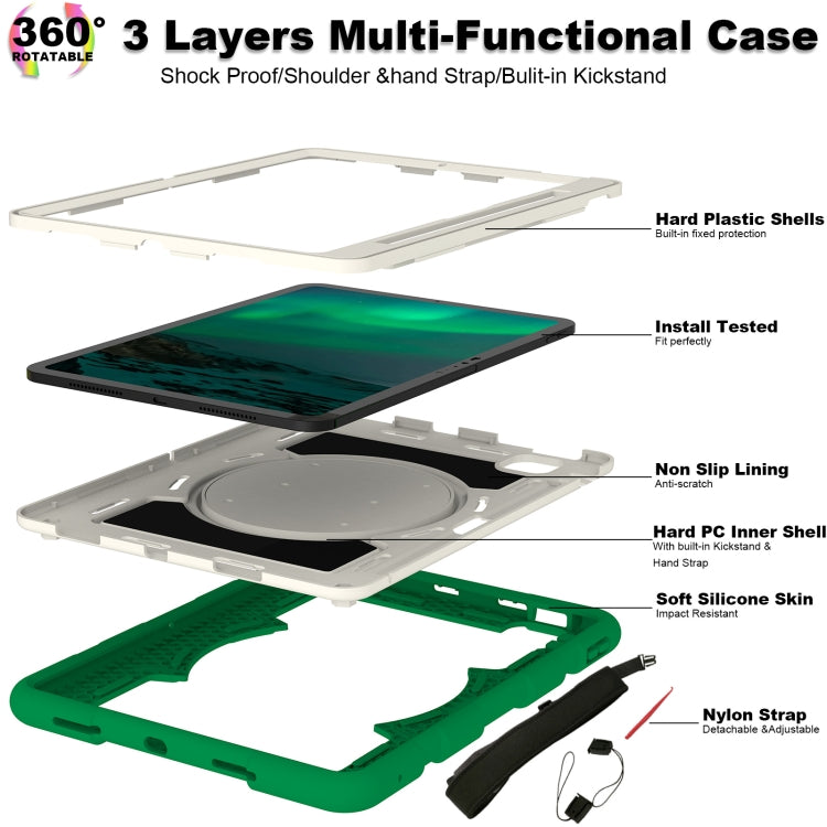 For iPad Pro 11 2024 Silicone Hybrid PC Shockproof Tablet Case with Shoulder Strap(Classic Green) - iPad Pro 11 2024 Cases by buy2fix | Online Shopping UK | buy2fix